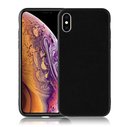 iPhone XS retro sametti kangas pintainen hybriidi muovinen takasuoja kuori - Musta