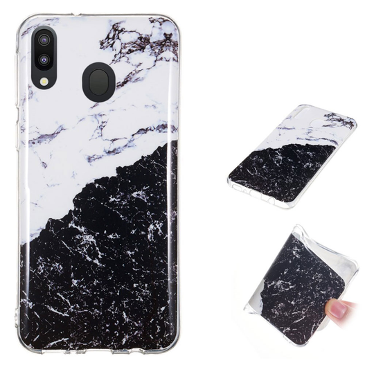 Marble Samsung Galaxy M20 kuoret - Valkoinen / musta marmori
