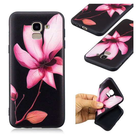 Samsung Galaxy J6 (2018) Kohokuvioitu Printattu Pehmeä Muovinen Takasuoja Kuori - Pinkki Kukka