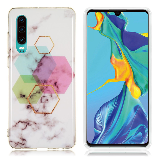Huawei P30 marmori kuosinen suojakotelo - Malli E