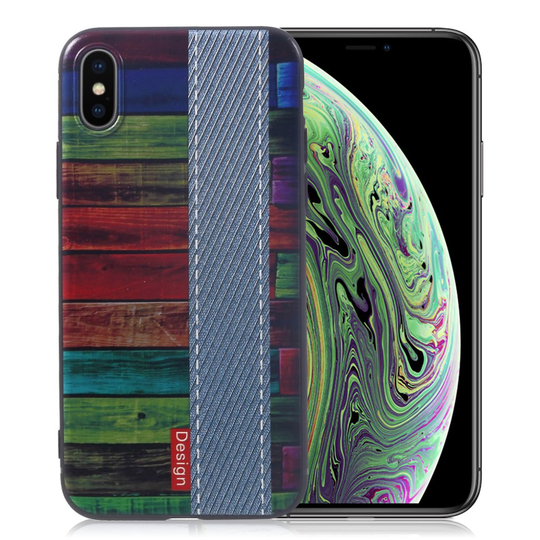 iPhone XS Uniikki stereoskooppinen kuviollinen silikooni muovinen suojakuori - Värikkäät Raidat