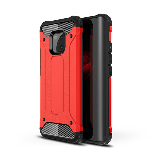 Huawei Mate 20 Pro iskukestävä hybriidi muovinen takasuoja kuori kulma vahvisteilla - Punainen