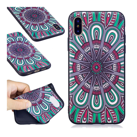iPhone X retrotyylinen suojakuori - Abstrakti kuvio