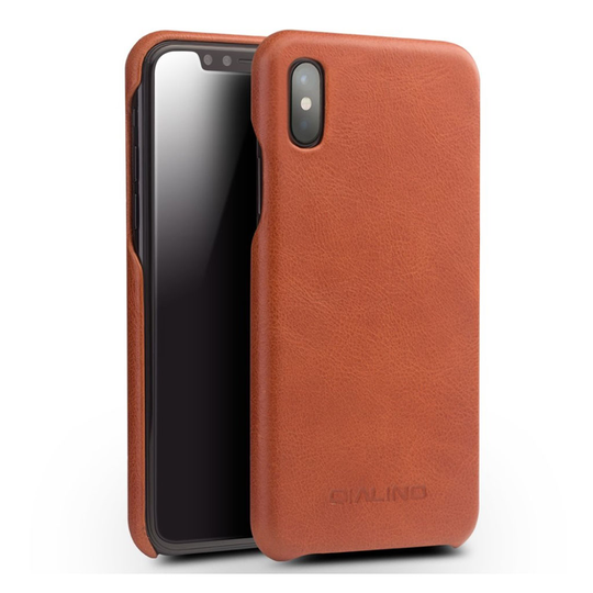 QIALINO iPhone X uniikki suojakuori - Vaaleanruskea