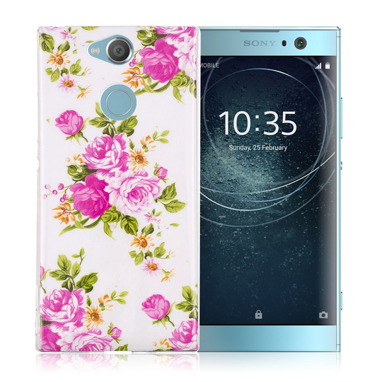 Sony Xperia XA2 Valoisa Kuvallinen IMD Pehmeä TPU Takasuoja Kuori - Kukkivat Ruusut