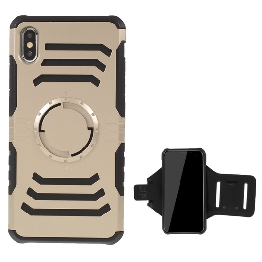 iPhone 9 Plus Hybriidi Muovi Yhdistelmä Takasuoja Kuori Magneetti Laatalla - Kulta
