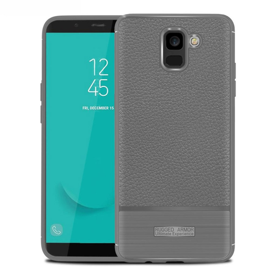 Samsung Galaxy J6 (2018) Liitsihedelmän Jyvä Harjattu Pehmeä Muovi Takasuoja kuori - Harmaa