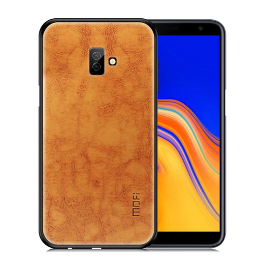Samsung Galaxy J6 Plus (2018) MOFI hybriidi muovinen takasuoja kuori pinnoitettu retro synteetti nahalla - Ruskea