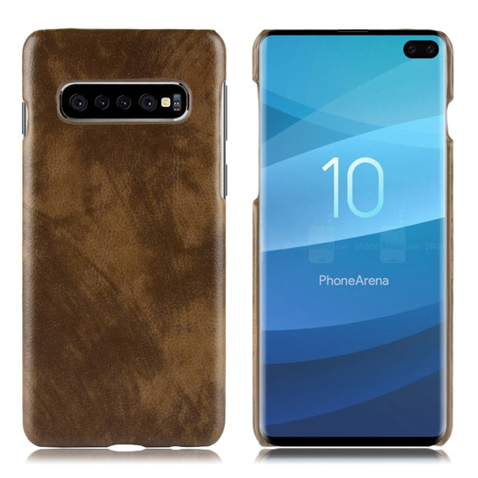 Samsung Galaxy S10 Plus litsi nahkainen Suojakotelo - Kahvi