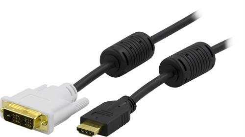 HDMI - DVI-kaapeli, Full HD Taajuudella 60 Hz, 19-pinninen HDMI - DVI-D Single Link, 0,5 M, Musta/va