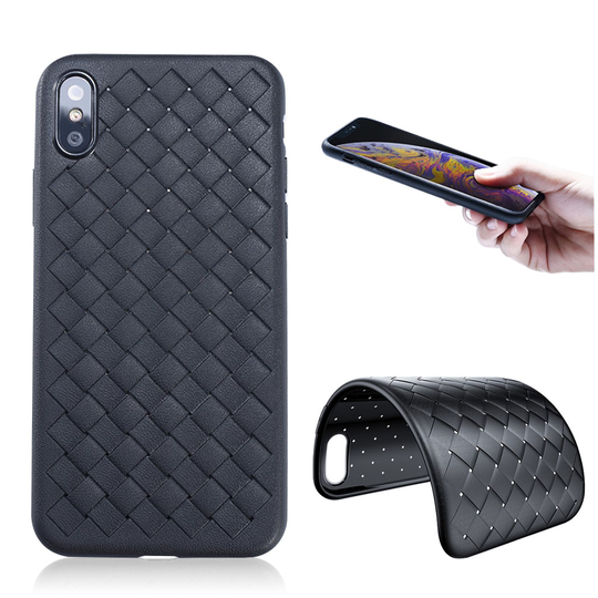 iPhone XS BENKS kudottu pintainen pehmeä ja joustava silikooni muovinen takasuoja kuori - Musta