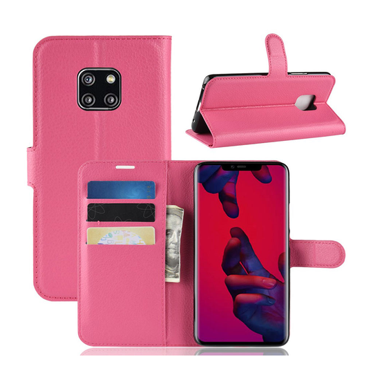 Huawei Mate 20 Pro liitsihedelmä jyvä rakenne pintainen synteetti nahkainen lompakko suojakotelo magneetti lukolla - Ruusu