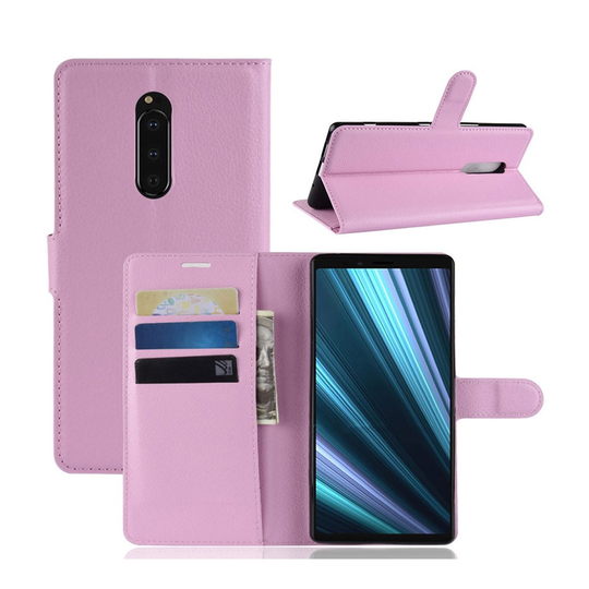 Sony Xperia XZ4 litsi pintainen nahkainen flip suojakotelo - Pinkki