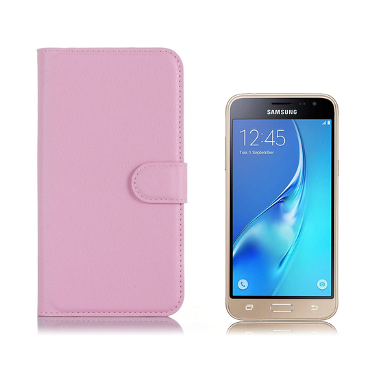 Samsung Galaxy J3 / J3 (2016) Litsi Pintainen Nahkakotelo - Pinkki