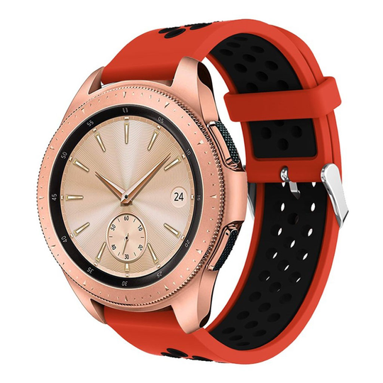 Samsung Galaxy Watch (42mm) Ontto kaksisävyinen silikooni muovinen kellon vaihto ranneke - Punainen/ Musta