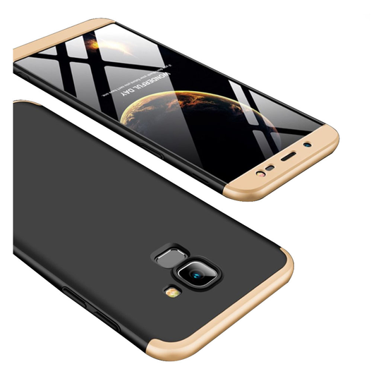 Samsung Galaxy J6 (2018) GKK Irrotettava 3-Palainen Kova Muovinen Takasuoja Kuori - Musta/ Kulta
