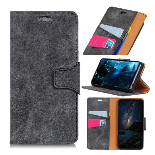 Google Pixel 3 Lite vintage Malli haljasnahkainen suojakotelo - Harmaa