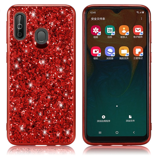 Glitter Samsung Galaxy A40 kuoret - Punainen