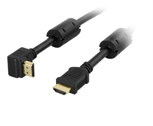 HDMI-kaapeli, Jossa Kulmaliitin HDMI High Speed With Ethernet, 19-pin Uros-uros, 4K, Ultra HD, Ether