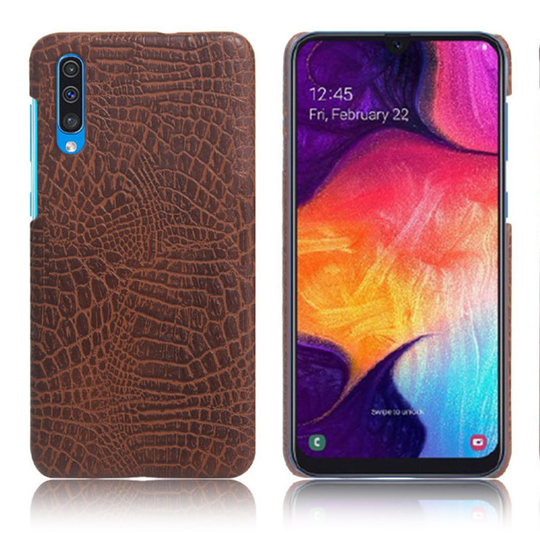 KSQ Samsung Galaxy A50 crocodile skin leather case - Brown