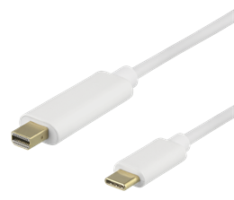 Kaapeli USB-C - Mini DisplayPort, 1 M, 21,6 Gbit/s, 3840 X 2160 Taajuudella 60 Hz, Valkoinen