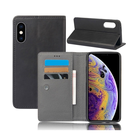 Crazy Horse iPhone Xs Max nahkainen suojakotelo - Musta