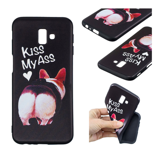 Samsung Galaxy J6 Plus (2018) taivutettava silikooni muovinen takasuoja kuori kuviolla - Kiss My Ass
