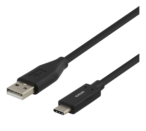 USB-C - USB-A-kaapeli, 0,5 M, 3 A, USB 2.0, Musta