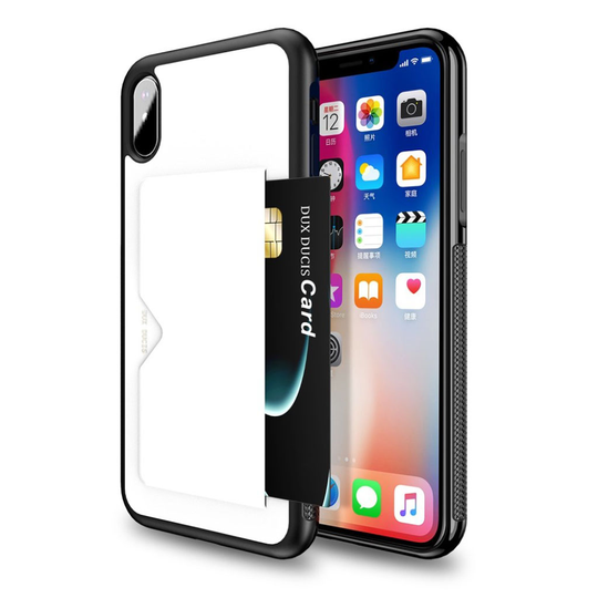 iPhone 9 Plus DUX DUCIS Kova Muovinen Synteetti Nahkainen Takasuoja Kortti Paikalla - Valkoinen