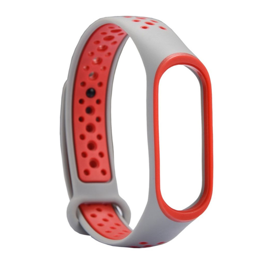 Xiaomi Mi Band 3 kaksi sävyinen joustava silikooni muovinen kellon vaihto ranneke - Oranssi/ Harmaa