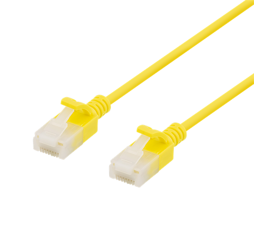 U/UTP Cat6a -laitekaapeli, Ohut, Läpimitta 3,5 Mm, 0,5 M, 500 MHz, LSZH, Keltainen