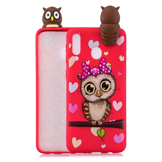 Cute 3D Samsung Galaxy A40 kuoret - Pöllö ja Rusetti