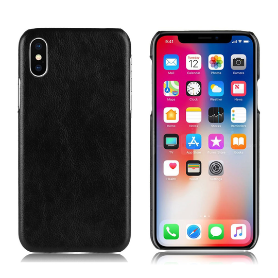 iPhone Xr Liitsihedelmä Jyvä Rakenne Synteetti Nahkainen Takasuoja Kuori - Musta
