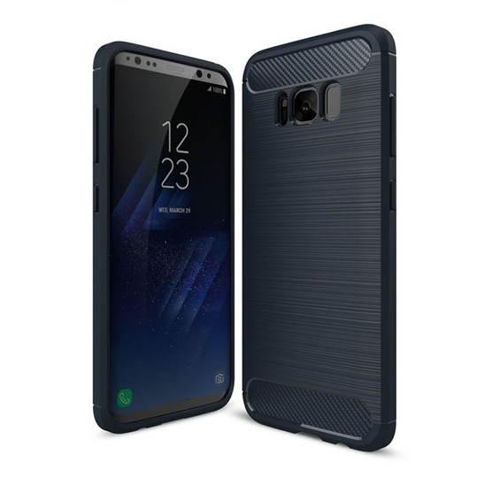 Samsung Galaxy S8 Hiilikuitu Harjattu Muovikuori - Tummansininen