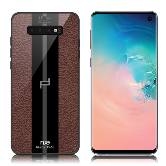 NXE LELCA Samsung Galaxy S10 kuvioinen suojakotelo - Kahvi