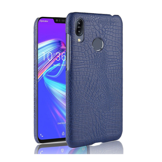 Asus ZenFone Max (M2) krokotiili pintainen nahkainen suojakotelo - Sininen