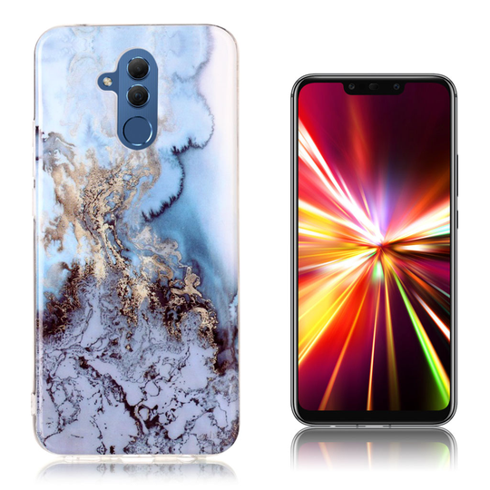 Huawei Mate 20 Lite marmori IMD kuviollinen silikooni muovinen joustava takasuoja kuori - Tumman Sininen