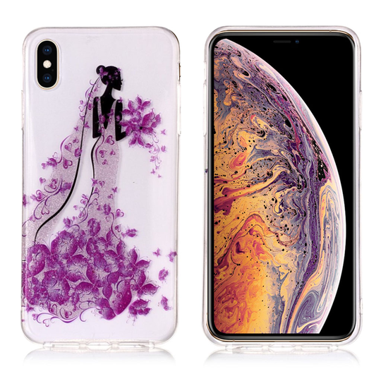 iPhone 9 Plus Kimalle Puuteri Pintainen Kuvallinen Silikooni Muovinen Suojakuori - Kukkiva Mekko