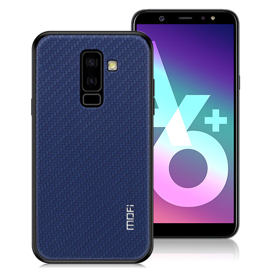 Samsung Galaxy A6 Plus (2018) MOFI Honor Kudottu Pintainen Synteetti Nahkainen Takasuoja Kuori Muovista - Tumman Sininen
