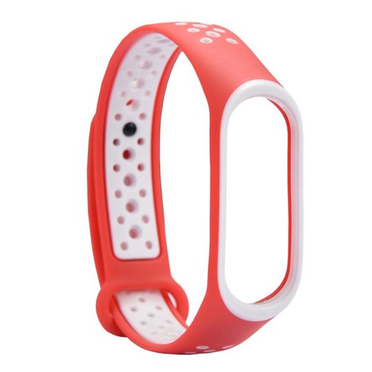 Xiaomi Mi Band 3 kaksi sävyinen joustava silikooni muovinen kellon vaihto ranneke - Valkoinen/ Oranssi
