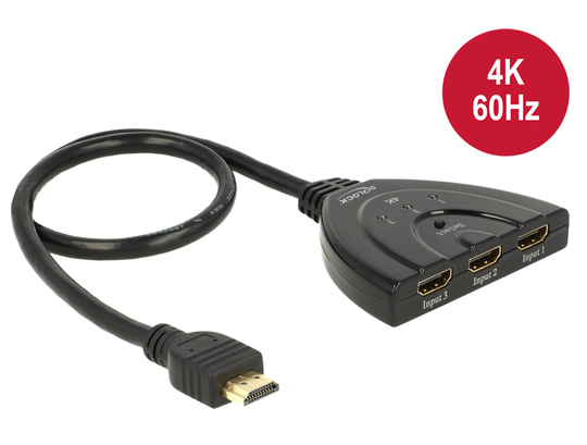 With This HDMI Switch By Delock Up To Three HDMI Devices Can Be Used With One HDMI Monitor, TV Or Be