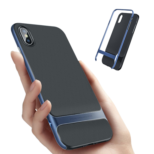iPhone 9 Plus Hybriidi Muovinen Rakenteinen Takasuoja Kuori - Sininen