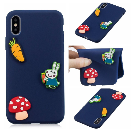 iPhone 9 Plus 3D Sarjakuva Kuviollinen Pehmeä Muovinen Takasuoja Kuori - Pupu Ja Porkkana