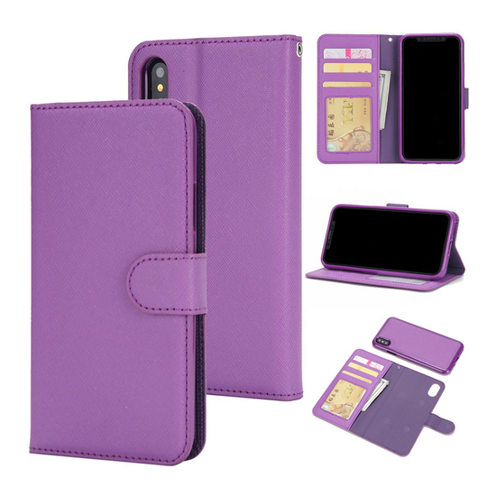 iPhone X trendikäs nahkakotelo - Violetti