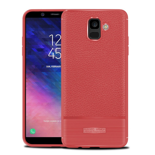 Samsung Galaxy A6 Liitsihedelmän Jyvä Pintainen TPU takasuoja Kuori - Punainen