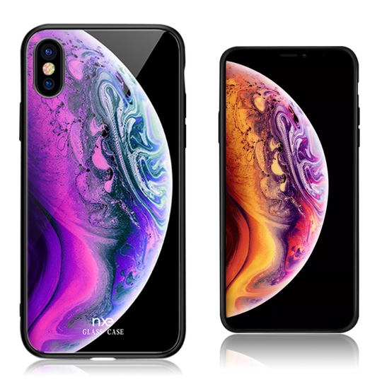 iPhone Xs Max NXE sarjan hybriidi suojakuori lasista ja muovista - Violetti/ Sininen