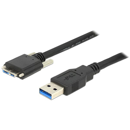 DeLOCK USB 3.0 kaapeli A ur - Micro B ur ruuveilla 2m musta