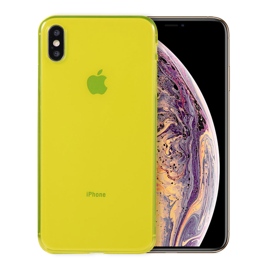iPhone Xs Max läpinäkyvä silikooni muovinen pehmeä takasuoja kuori - Keltainen