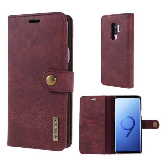 DG.MING Samsung Galaxy S9 Plus 2-in-1 Wallet kotelot - Punainen