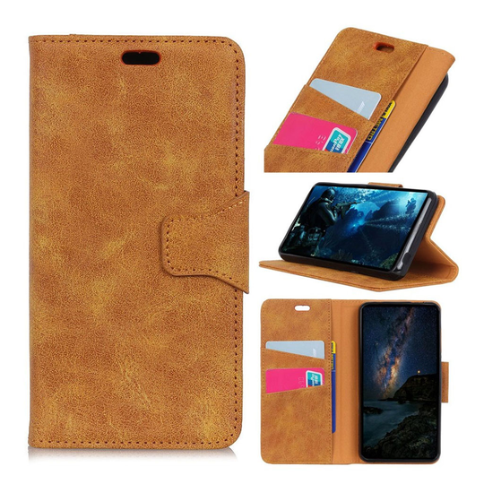 iPhone Xr Vintage Tyylinen Haljais Synteetti Nahkainen Lompakko Suojakotelo - Ruskea